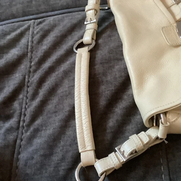 Prada Ivory Leather Shoulder Bag with Silver Buckles - Picture 5 of 15